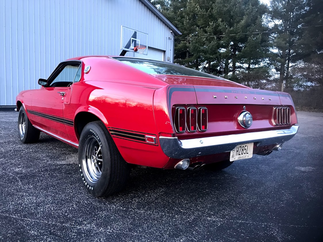 1969 Ford Mustang Mach 1 R code 4 speed Red 6515 - BenzaMotors